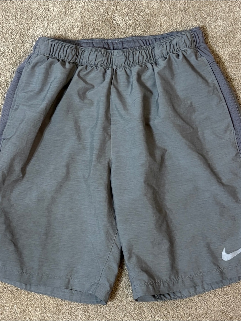 Nike Men's Slate Gray Athletic Shorts with Swoosh
